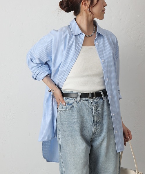 COLONY 2139（コロニートゥーワンスリーナイン）の「ストライプリラックスオーバーシャツ（シャツ/ブラウス・レディース・グレー/サックスブルー/ネイビー・FREE）」の21枚目の写真