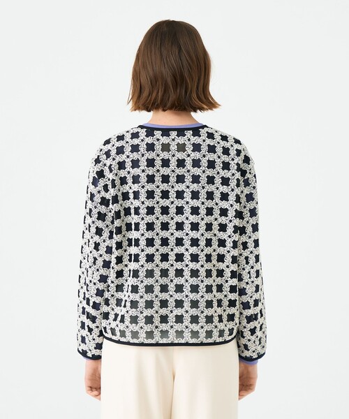 セール】フラッフィーヤーンエンブロイダリー クルーネックジャケット