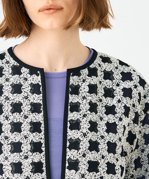 セール】フラッフィーヤーンエンブロイダリー クルーネックジャケット