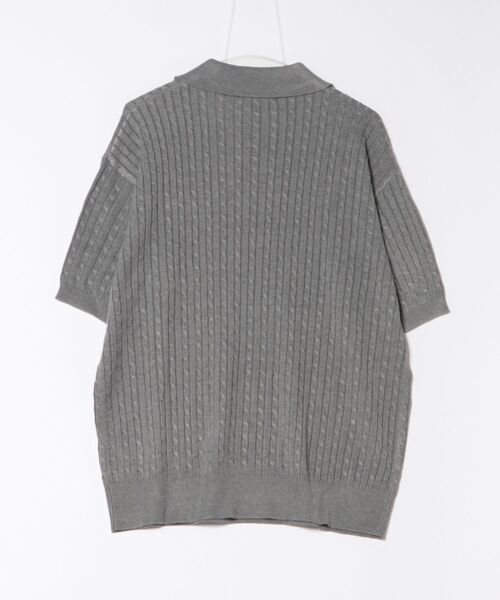 NOWLE（ノウル）の「【NOWLE】ケーブル編み サマーニット ポロシャツ（ポロシャツ・メンズ・グレー/ブラック/ダークブラウン・LARGE/MEDIUM/X-LARGE）」の8枚目の写真