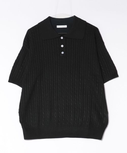 NOWLE（ノウル）の「【NOWLE】ケーブル編み サマーニット ポロシャツ（ポロシャツ・メンズ・グレー/ブラック/ダークブラウン・LARGE/MEDIUM/X-LARGE）」の9枚目の写真