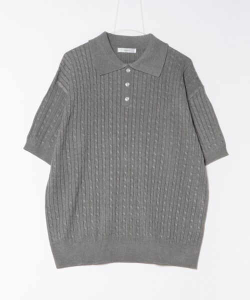 NOWLE（ノウル）の「【NOWLE】ケーブル編み サマーニット ポロシャツ（ポロシャツ・メンズ・グレー/ブラック/ダークブラウン・LARGE/MEDIUM/X-LARGE）」の10枚目の写真