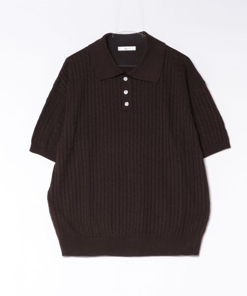 NOWLE（ノウル）の「【NOWLE】ケーブル編み サマーニット ポロシャツ（ポロシャツ・メンズ・グレー/ブラック/ダークブラウン・LARGE/MEDIUM/X-LARGE）」の11枚目の写真