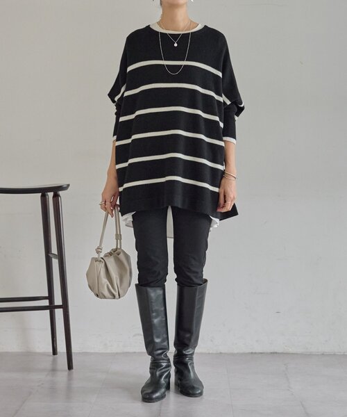 BEARDSLEY（ビアズリー）の「クルービッグニット(ショート)（ニット/セーター・レディース・グリーン/ベージュ/ネイビー/パープル/ブラック・FREE）」の16枚目の写真