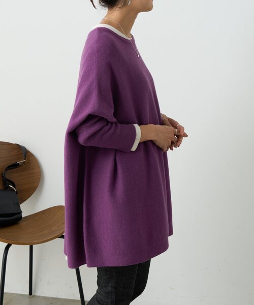 BEARDSLEY（ビアズリー）の「クルービッグニット(ショート)（ニット/セーター・レディース・グリーン/ベージュ/ネイビー/パープル/ブラック・FREE）」の22枚目の写真