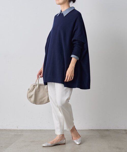 BEARDSLEY（ビアズリー）の「クルービッグニット(ショート)（ニット/セーター・レディース・グリーン/ベージュ/ネイビー/パープル/ブラック・FREE）」の16枚目の写真