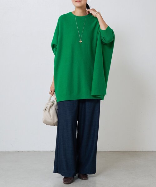 BEARDSLEY（ビアズリー）の「クルービッグニット(ショート)（ニット/セーター・レディース・グリーン/ベージュ/ネイビー/パープル/ブラック・FREE）」の8枚目の写真