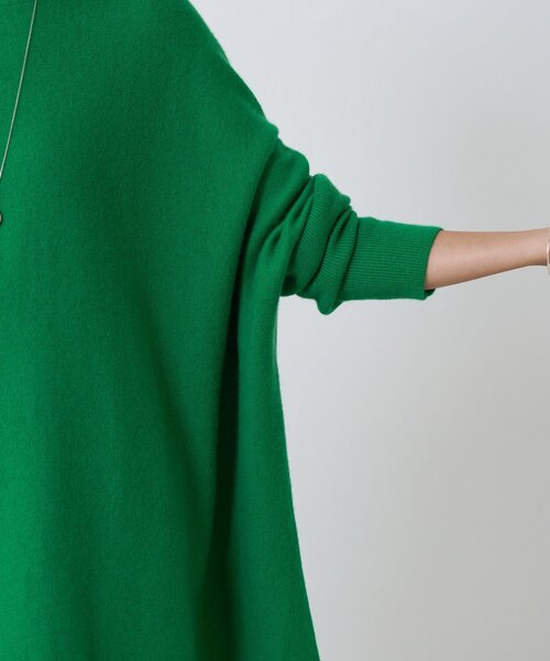 【23SS美品】BEARDSLEY コットンビックニット ショート　グリーン クルービッグニット(ショート)（ニット/セーター）｜BEARDSLEY