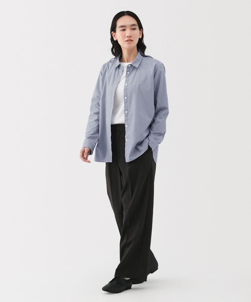 無印良品(ムジルシリョウヒン)の「婦人 洗いざらし ブロードレギュラーカラー長袖シャツ(シャツ/ブラウス・レディース・ネイビー系/グレー系/ブラウン系/ホワイト系/ピンク系/ホワイト・XL/L/M/S)」の19枚目の写真
