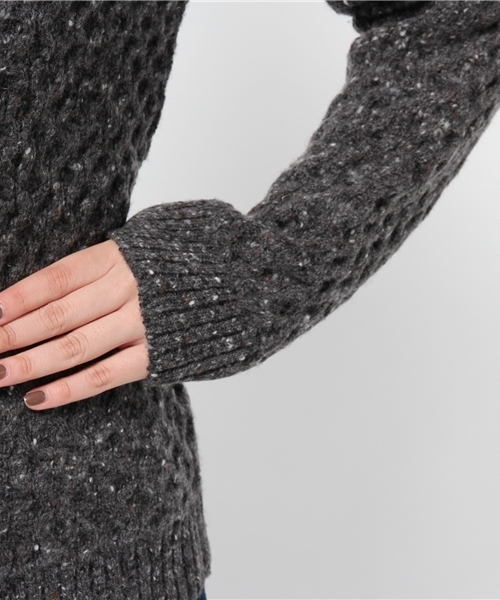 CIAOPANIC(チャオパニック)の「【Ciaopanic】 ドネガル地柄C/NP/O(ニット/セーター・レディース・アイボリー/チャコールグレー・FREE)」の7枚目の写真