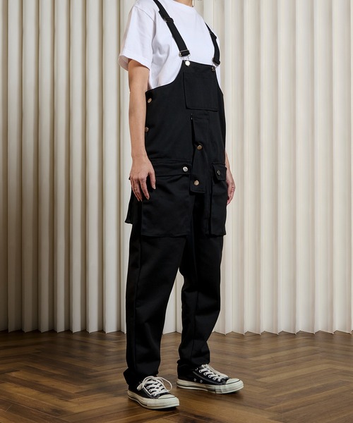 CALIFORNIA OUTFITTERS（カリフォルニア アウトフィッターズ）の「7E12 ミリタリー風 ワークオーバーオール カーゴパンツ（サロペット/オーバーオール・レディース・ブラック/オリーブ・M/L/XL）」の2枚目の写真