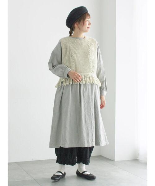 TSUHARU by Samansa Mos2（ツハルバイサマンサモスモス）の「【WEB限定】コットンジャカード製品染め前後2WAYワンピース（ワンピース・レディース・キナリ/ブラック/グレー・F）」の13枚目の写真