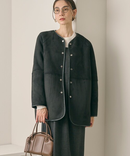 【美品】BEAUTY&YOUTHリバーシブルボアフェイクムートンコート　ネイビー BEAUTY&YOUTH UNITED ARROWS（ビューティーアンドユース