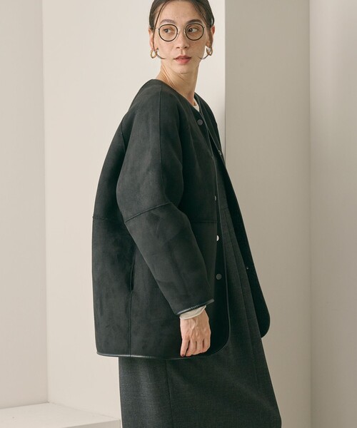 【美品】BEAUTY&YOUTHリバーシブルボアフェイクムートンコート　ネイビー BEAUTY&YOUTH UNITED ARROWS（ビューティーアンドユース