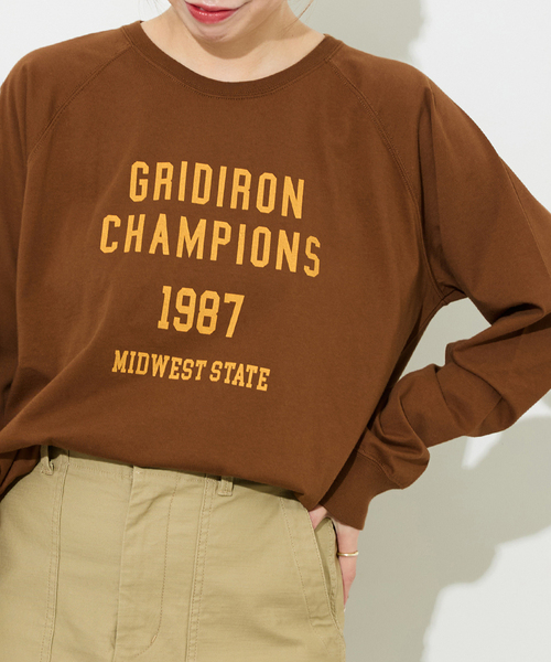 JOURNAL STANDARD relume（ジャーナルスタンダード　レリューム）の「ラグランスリーブカレッジロングスリーブTEE（Tシャツ/カットソー・レディース・ホワイト×ホワイト/チョコ/ボルドー/ブラックミックス・FREE）」の3枚目の写真