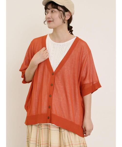 Samansa Mos2(サマンサ モスモス)の「【マシンウォッシャブル】ドルマンスリーブVネックカーディガン(カーディガン/ボレロ・レディース・モカ/オレンジ/キナリ/チャコールグレー/グリーン・F)」の1枚目の写真