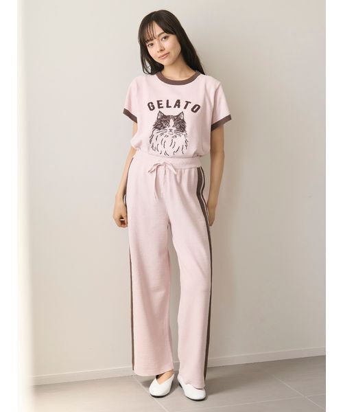 ジェラートピケ　くま　Tシャツ　ロングパンツ　ルームウエア ジェラートピケ くま Tシャツ ロングパンツ ルームウエア gelato