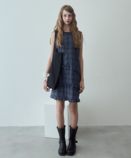 Birthday room（バースデイルーム）の「チェックノースリーブミディ丈ワンピース/check midi one-piece（ワンピース・レディース・ネイビー・FREE）」の10枚目の写真