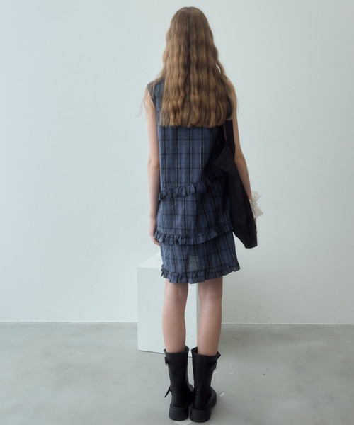 Birthday room（バースデイルーム）の「チェックノースリーブミディ丈ワンピース/check midi one-piece（ワンピース・レディース・ネイビー・FREE）」の4枚目の写真