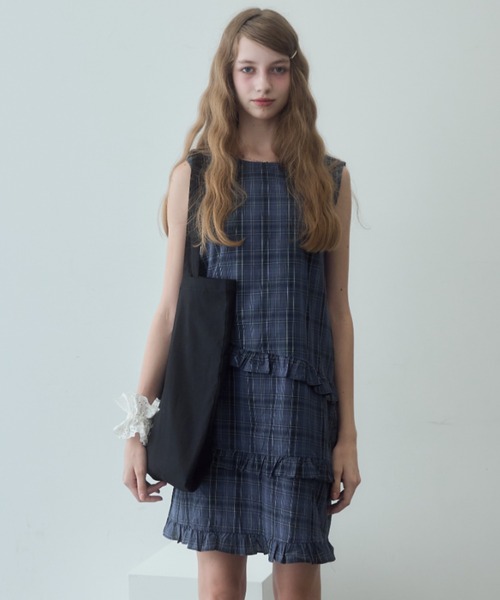 Birthday room（バースデイルーム）の「チェックノースリーブミディ丈ワンピース/check midi one-piece（ワンピース・レディース・ネイビー・FREE）」の18枚目の写真