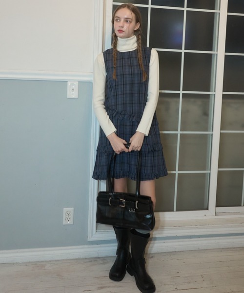 Birthday room（バースデイルーム）の「チェックノースリーブミディ丈ワンピース/check midi one-piece（ワンピース・レディース・ネイビー・FREE）」の16枚目の写真