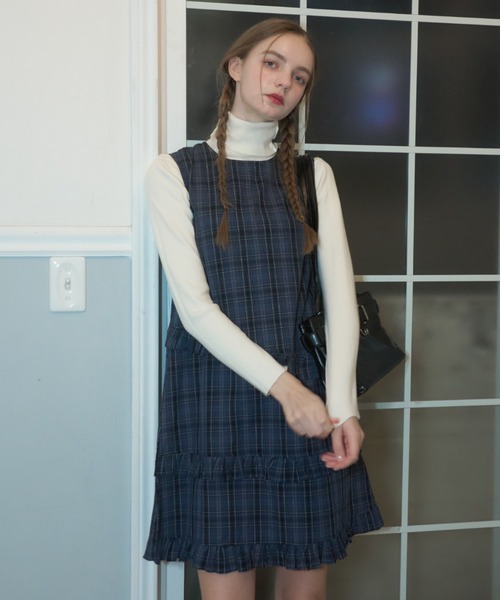 Birthday room（バースデイルーム）の「チェックノースリーブミディ丈ワンピース/check midi one-piece（ワンピース・レディース・ネイビー・FREE）」の17枚目の写真