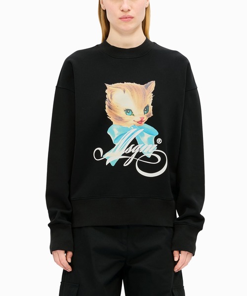 MSGM(エムエスジーエム)の「MSGM CUTE KITTY グラフィック スウェットシャツ(スウェット・レディース・ブラック・S/M/L)」の2枚目の写真