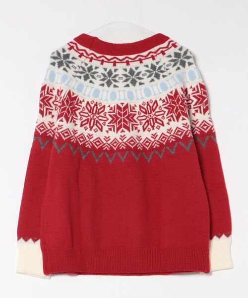 Lace Ladies(レースレディース)の「クルーネック ノルディック柄 長袖 ニット プルオーバー(ニット/セーター・レディース・レッド/ネイビー・FREE)」の3枚目の写真