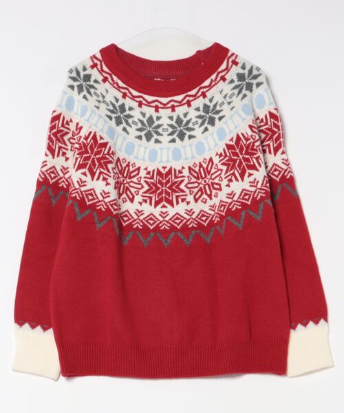 Lace Ladies(レースレディース)の「クルーネック ノルディック柄 長袖 ニット プルオーバー(ニット/セーター・レディース・レッド/ネイビー・FREE)」の16枚目の写真