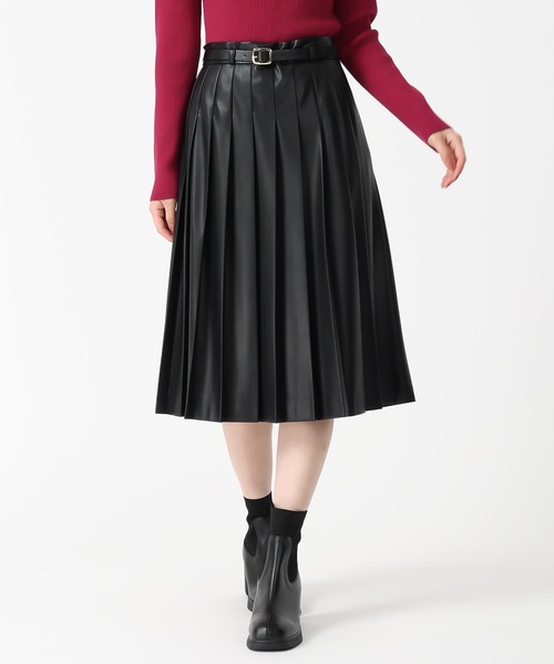 セール】2025秋冬新作 ベルト付きミディプリーツスカート（スカート