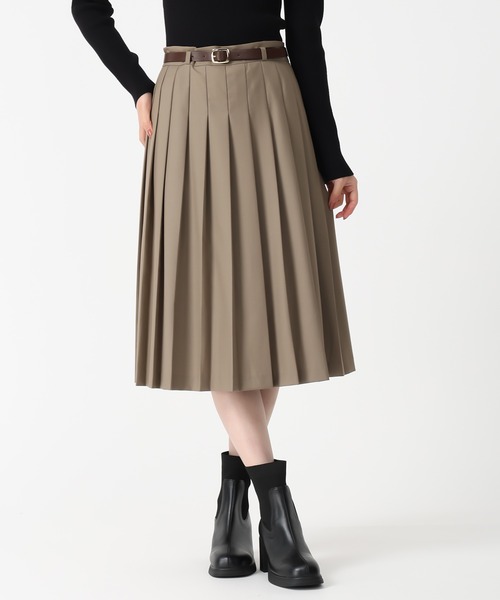 セール】2025秋冬新作 ベルト付きミディプリーツスカート（スカート