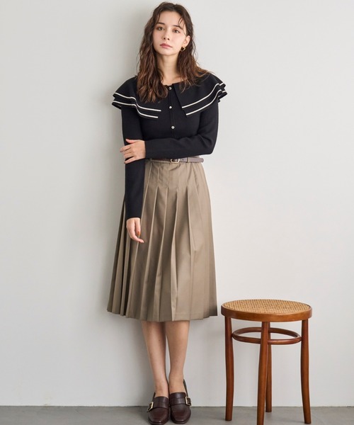 31 Sons de mode（トランテアン　ソン　ドゥ　モード）の「2025秋冬新作 ベルト付きミディプリーツスカート（スカート・レディース・ブラウン系/ブラック/ベージュ・M/S）」の11枚目の写真