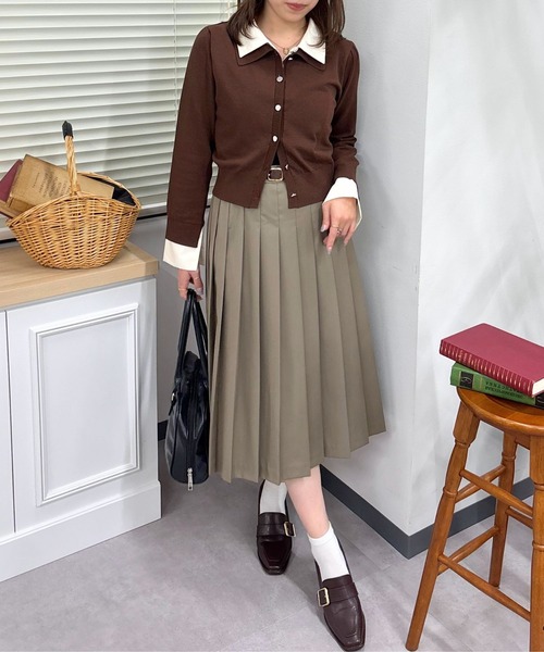 31 Sons de mode（トランテアン　ソン　ドゥ　モード）の「2025秋冬新作 ベルト付きミディプリーツスカート（スカート・レディース・ブラウン系/ブラック/ベージュ・M/S）」の10枚目の写真