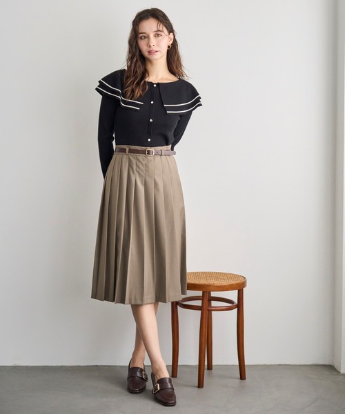 31 Sons de mode（トランテアン　ソン　ドゥ　モード）の「2025秋冬新作 ベルト付きミディプリーツスカート（スカート・レディース・ブラウン系/ブラック/ベージュ・M/S）」の15枚目の写真