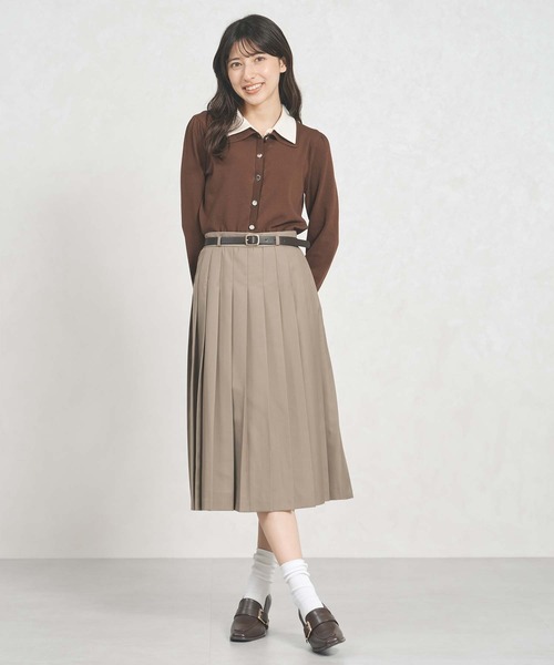 31 Sons de mode（トランテアン　ソン　ドゥ　モード）の「2025秋冬新作 ベルト付きミディプリーツスカート（スカート・レディース・ブラウン系/ブラック/ベージュ・M/S）」の20枚目の写真