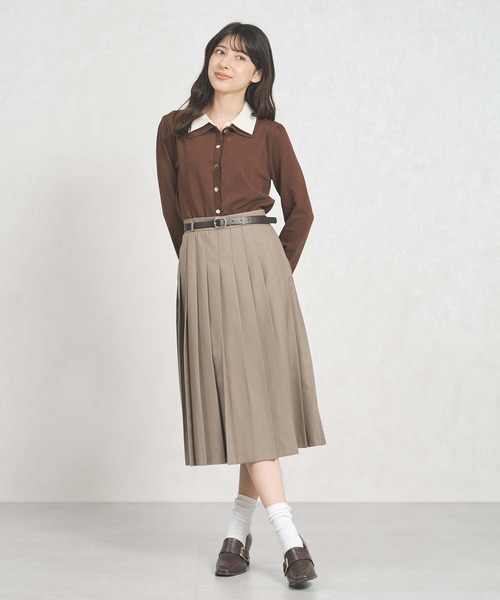 31 Sons de mode（トランテアン　ソン　ドゥ　モード）の「2025秋冬新作 ベルト付きミディプリーツスカート（スカート・レディース・ブラウン系/ブラック/ベージュ・M/S）」の21枚目の写真