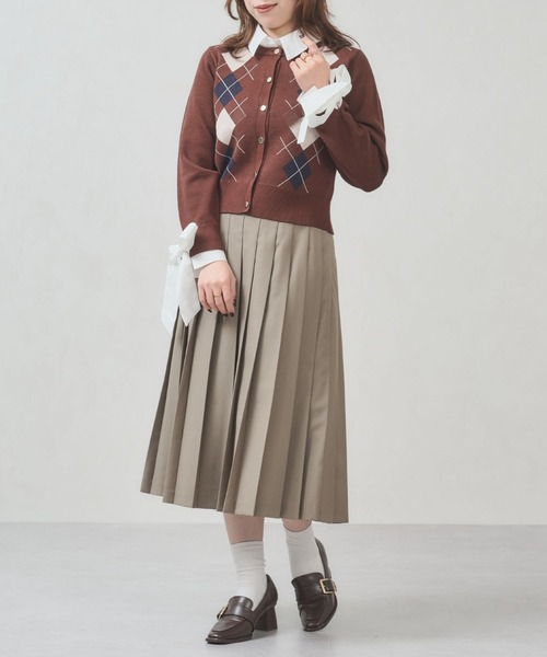 31 Sons de mode（トランテアン　ソン　ドゥ　モード）の「2025秋冬新作 ベルト付きミディプリーツスカート（スカート・レディース・ブラウン系/ブラック/ベージュ・M/S）」の12枚目の写真