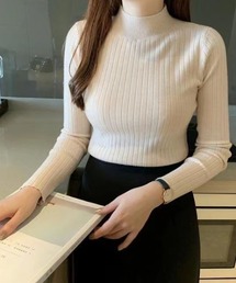 【秋冬】ボトルネックワイド リブニット プルオーバー ハイゲージ オンカジ 着回し 柔らかい 暖かい オフィスカジュアル 上品 きれいめ