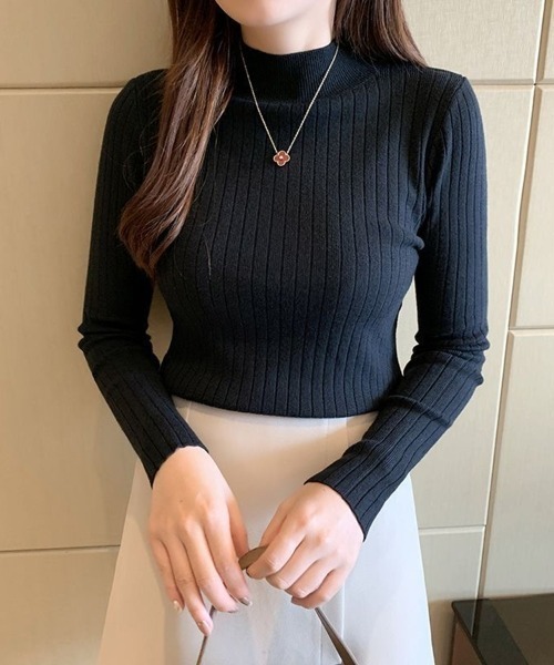 Beststore（ベストストア）の「【新色追加】ボトルネックワイド　リブニット プルオーバー ハイゲージ　オンカジ 着回し 柔らかい 暖かい オフィスカジュアル 上品 きれいめ（ニット/セーター・レディース・グレー/ブラック/ベージュ/ホワイト/ブラウン/ライトベージュ/マスタード/ローズ/ブルー・FREE）」の3枚目の写真