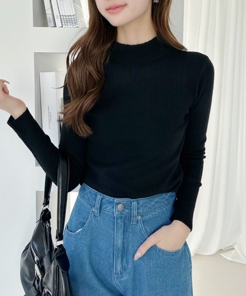 Beststore（ベストストア）の「【新色追加】ボトルネックワイド　リブニット プルオーバー ハイゲージ　オンカジ 着回し 柔らかい 暖かい オフィスカジュアル 上品 きれいめ（ニット/セーター・レディース・グレー/ブラック/ベージュ/ホワイト/ブラウン/ライトベージュ/マスタード/ローズ/ブルー・FREE）」の21枚目の写真