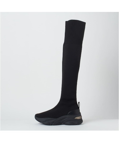 未使用級 プラスダイアナ ビジュー ストレッチニーハイブーツ 撥水