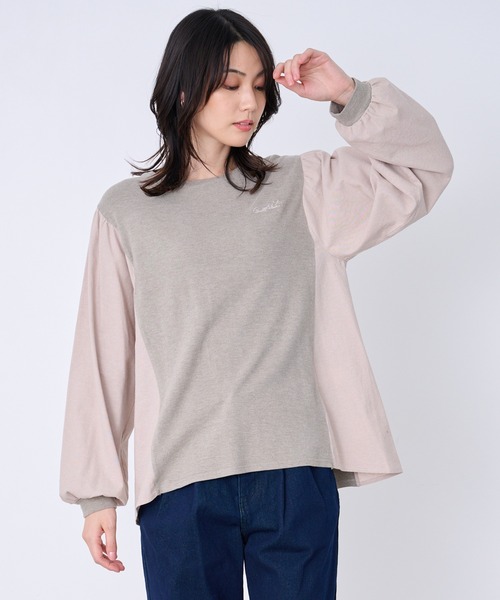 Arnold Palmer(アーノルドパーマー)の「マシュマロ天竺 ドッキングプルオーバー(Tシャツ/カットソー・レディース・杢グレー/ネイビー/オートミール・L/M/S)」の2枚目の写真
