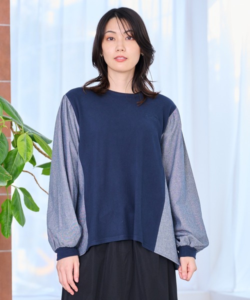 Arnold Palmer(アーノルドパーマー)の「マシュマロ天竺 ドッキングプルオーバー(Tシャツ/カットソー・レディース・杢グレー/ネイビー/オートミール・L/M/S)」の3枚目の写真