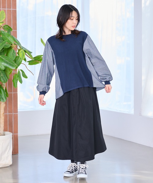 Arnold Palmer(アーノルドパーマー)の「マシュマロ天竺 ドッキングプルオーバー(Tシャツ/カットソー・レディース・杢グレー/ネイビー/オートミール・L/M/S)」の9枚目の写真