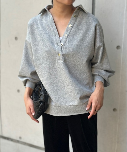 Emma Taylor(エマテイラー)の「ライトダンボールスキッパーコクーンフォルムプルオーバー(Tシャツ/カットソー・レディース・ブラック/グレー/ネイビー・FREE)」の2枚目の写真