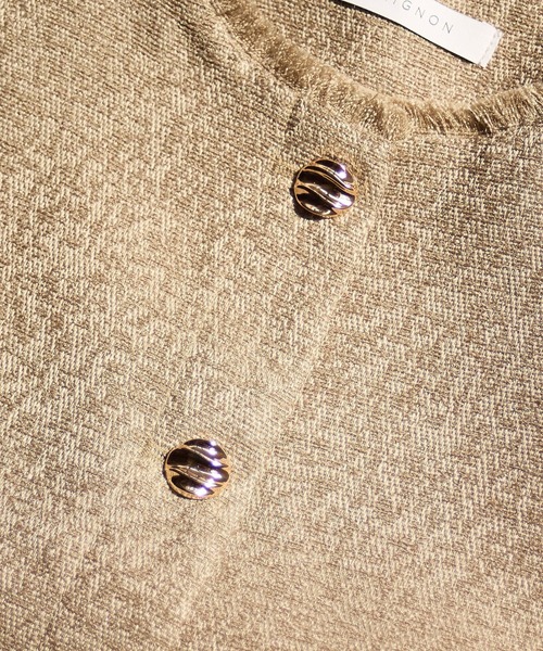 CHIGNON(シニヨン)の「(CHIGNON)TWEED SHORT VEST(ベスト・レディース・ベージュ/ブラック・ONE SIZE)」の16枚目の写真