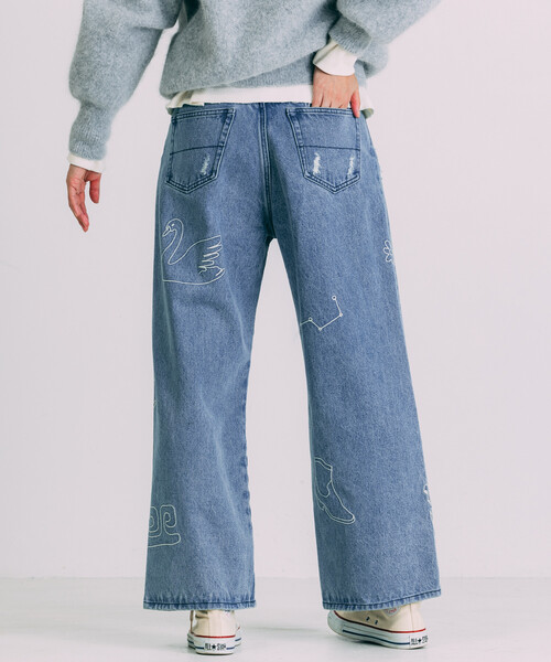 セール】Freada/フリーダ チェーンステッチ ワイドデニム（デニム