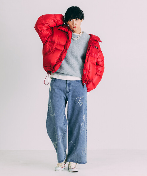 セール】Freada/フリーダ チェーンステッチ ワイドデニム（デニム