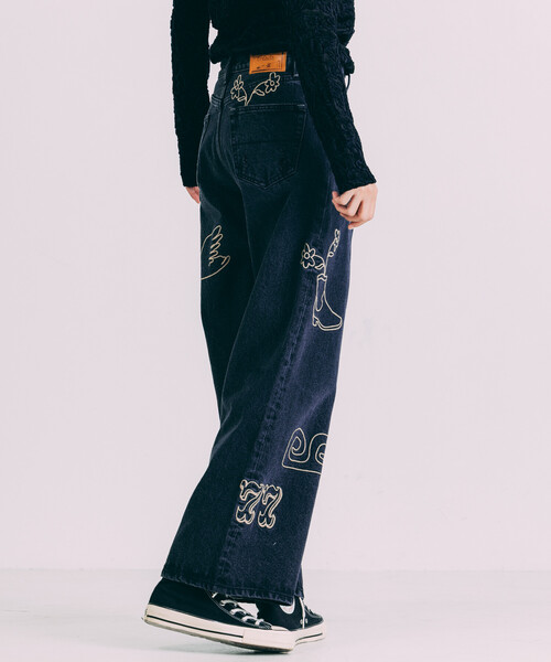 セール】Freada/フリーダ チェーンステッチ ワイドデニム（デニム