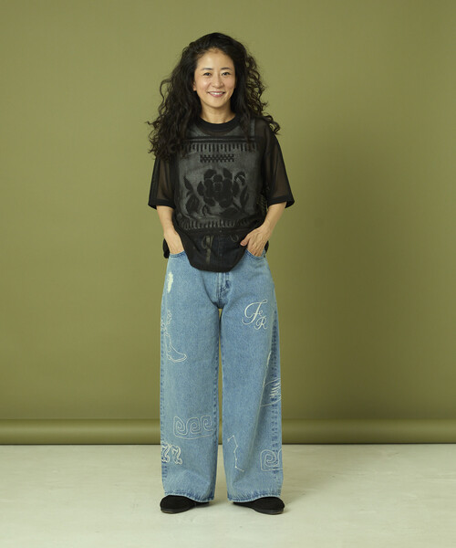 セール】Freada/フリーダ チェーンステッチ ワイドデニム（デニム